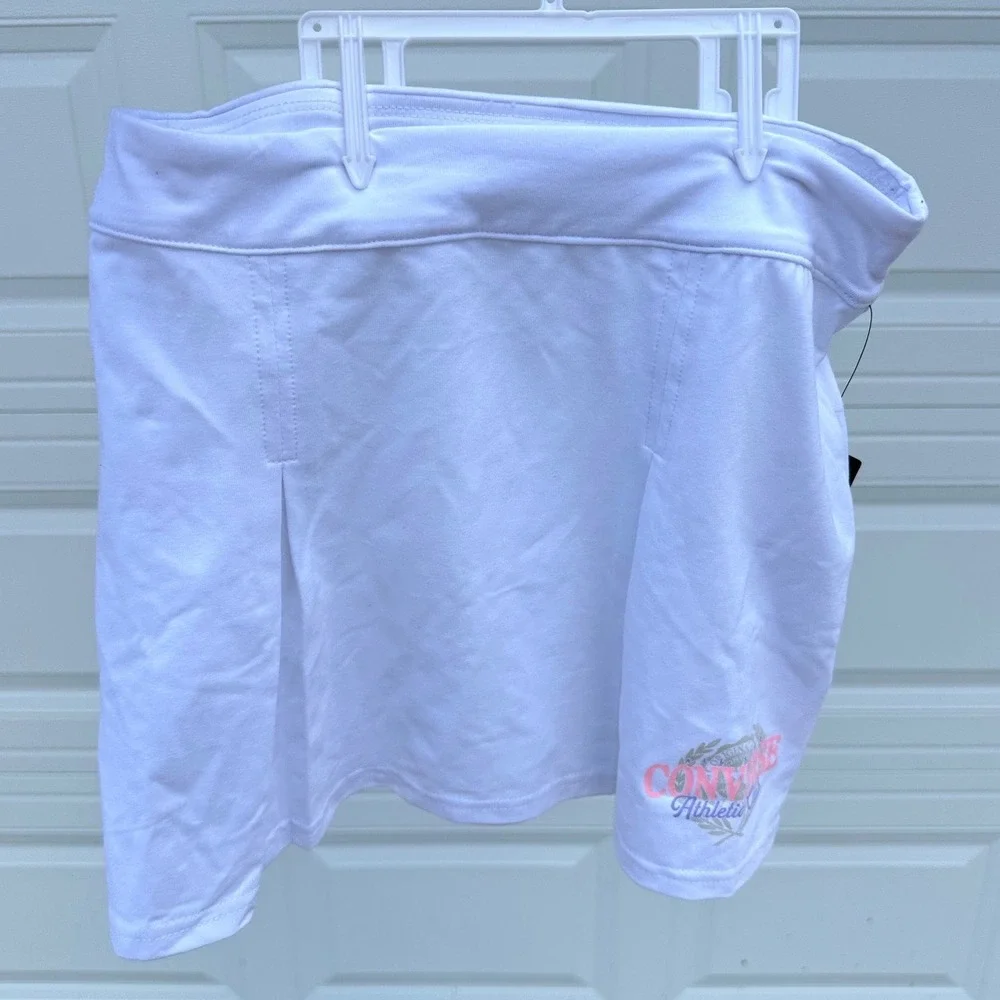 Converse Girls Athletic Club Skort White Pleated Skirt Size S 8-10 NWT